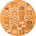 Square Abstract Orange Contemporary Rug, con938org