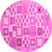 Round Machine Washable Abstract Pink Contemporary Rug, wshcon938pnk