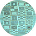 Round Abstract Light Blue Contemporary Rug, con938lblu