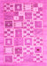 Machine Washable Abstract Pink Contemporary Rug, wshcon938pnk