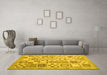 Machine Washable Abstract Yellow Contemporary Rug in a Living Room, wshcon938yw