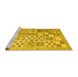 Sideview of Machine Washable Abstract Yellow Contemporary Rug, wshcon938yw