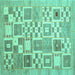 Square Abstract Turquoise Contemporary Rug, con938turq