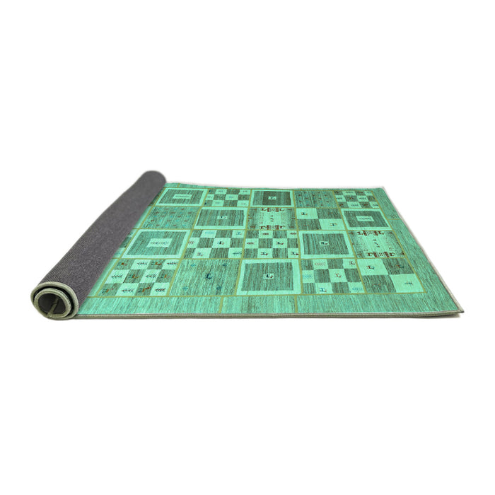 Sideview of Abstract Turquoise Contemporary Rug, con938turq