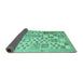 Sideview of Abstract Turquoise Contemporary Rug, con938turq