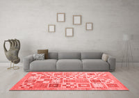 Machine Washable Abstract Red Contemporary Rug, wshcon938red
