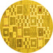 Round Abstract Yellow Contemporary Rug, con938yw