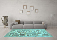 Machine Washable Abstract Light Blue Contemporary Rug, wshcon938lblu