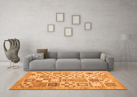 Machine Washable Abstract Orange Contemporary Rug, wshcon938org