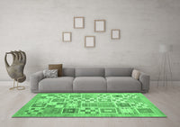 Machine Washable Abstract Emerald Green Contemporary Rug, wshcon938emgrn