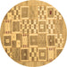 Round Abstract Brown Contemporary Rug, con938brn