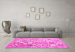 Machine Washable Abstract Pink Contemporary Rug in a Living Room, wshcon938pnk