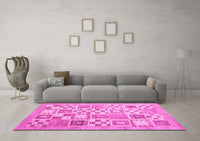 Machine Washable Abstract Pink Contemporary Rug, wshcon938pnk