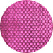 Round Abstract Pink Contemporary Rug, con939pnk