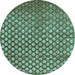 Round Abstract Light Blue Contemporary Rug, con939lblu