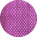 Round Machine Washable Abstract Purple Contemporary Area Rugs, wshcon939pur