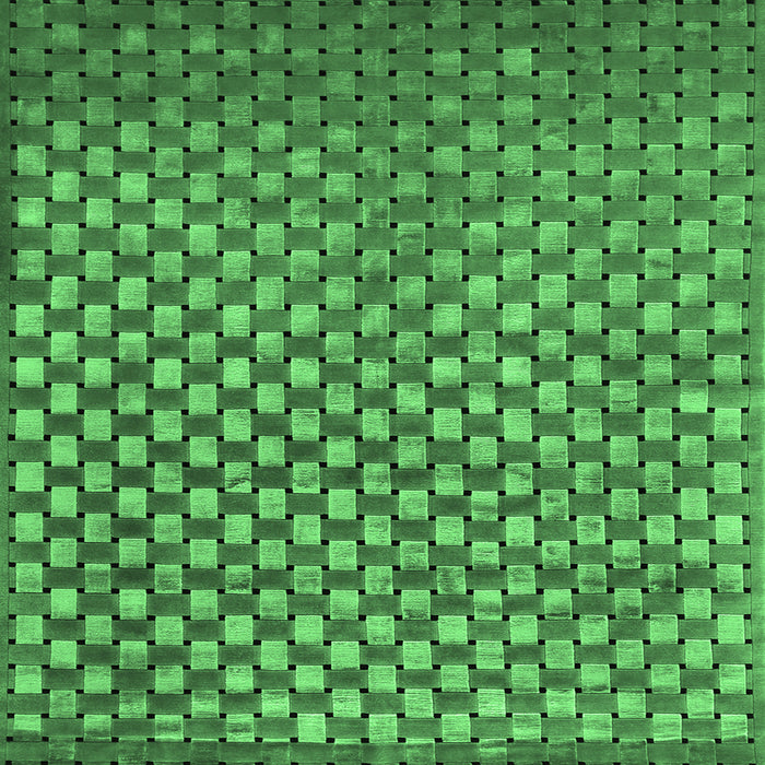 Square Machine Washable Abstract Emerald Green Contemporary Area Rugs, wshcon939emgrn