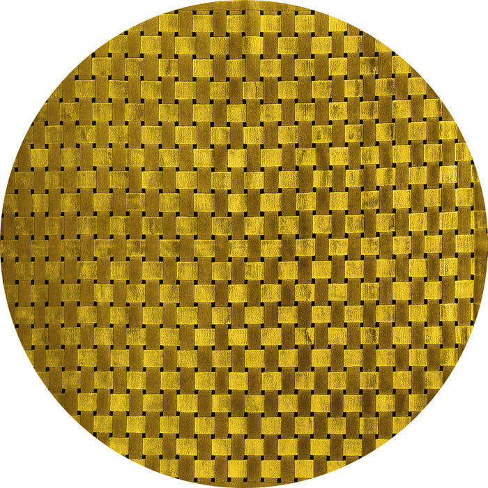 Round Abstract Yellow Contemporary Rug, con939yw