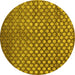 Round Abstract Yellow Contemporary Rug, con939yw