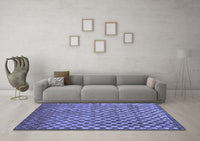 Machine Washable Abstract Blue Contemporary Rug, wshcon939blu