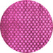 Round Machine Washable Abstract Pink Contemporary Rug, wshcon939pnk