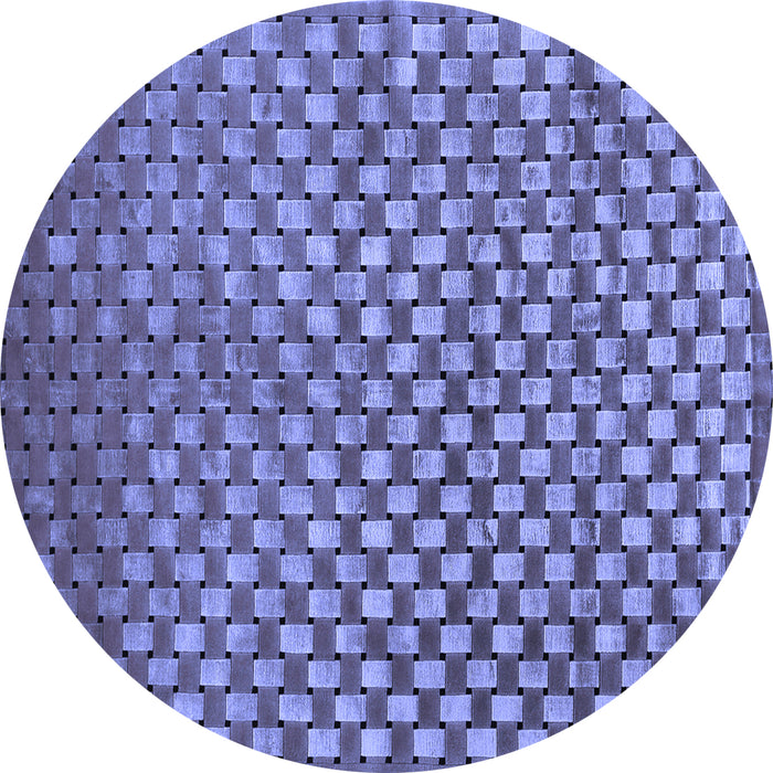 Round Abstract Blue Contemporary Rug, con939blu