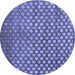 Round Abstract Blue Contemporary Rug, con939blu