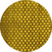 Round Machine Washable Abstract Yellow Contemporary Rug, wshcon939yw