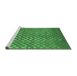 Sideview of Machine Washable Abstract Emerald Green Contemporary Area Rugs, wshcon939emgrn