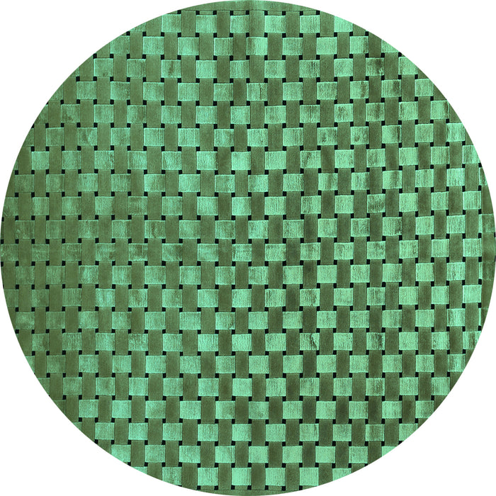 Round Machine Washable Abstract Turquoise Contemporary Area Rugs, wshcon939turq