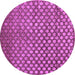 Round Abstract Purple Contemporary Rug, con939pur