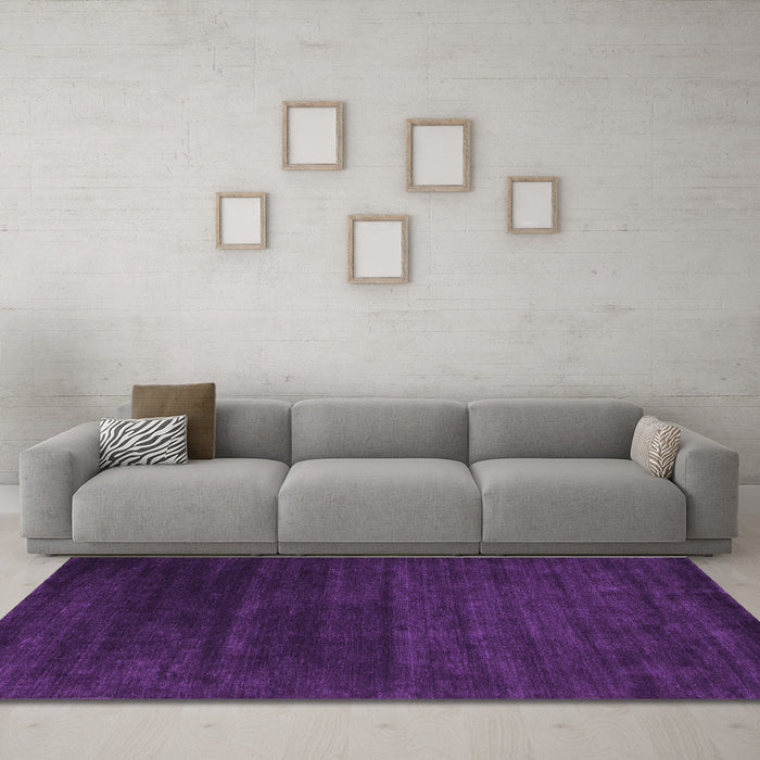 Machine Washable Abstract Purple Contemporary Area Rugs in a Living Room, wshcon93pur