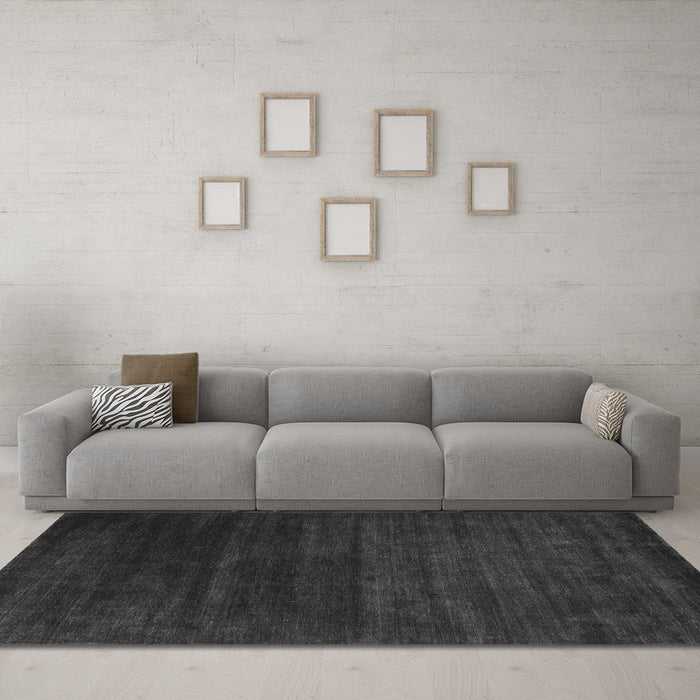Machine Washable Abstract Gray Contemporary Rug in a Living Room,, wshcon93gry