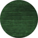 Round Abstract Emerald Green Contemporary Rug, con93emgrn