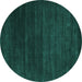 Round Machine Washable Abstract Turquoise Contemporary Area Rugs, wshcon93turq