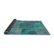 Thickness of Contemporary Teal Green Patchwork Rug, con940