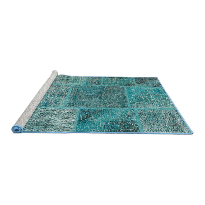 Serging Thickness of Machine Washable Contemporary Teal Green Rug, wshcon940