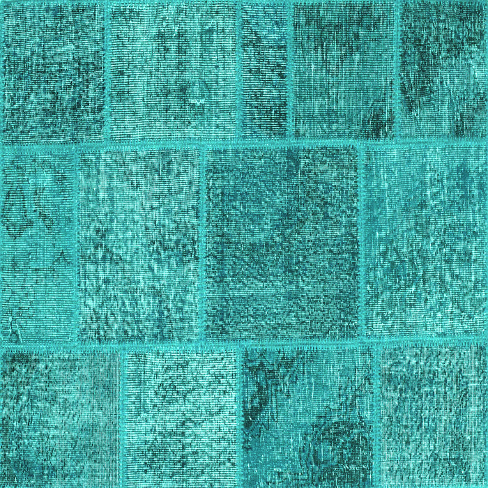 Square Patchwork Turquoise Transitional Rug, con940turq