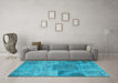 Machine Washable Patchwork Light Blue Transitional Rug in a Living Room, wshcon940lblu