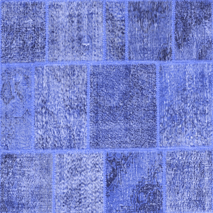 Square Patchwork Blue Transitional Rug, con940blu