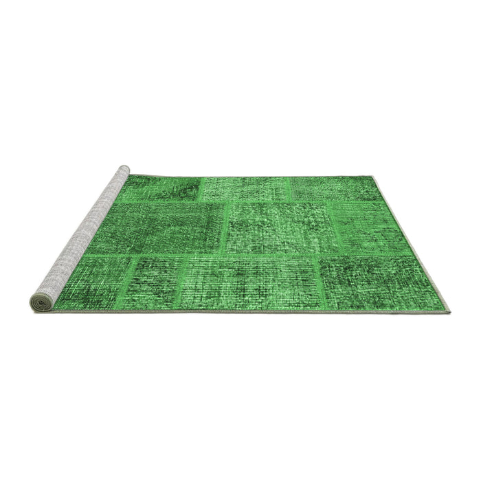 Sideview of Machine Washable Patchwork Emerald Green Transitional Area Rugs, wshcon940emgrn