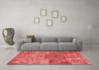 Machine Washable Patchwork Red Transitional Rug, wshcon940red