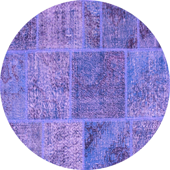 Round Patchwork Purple Transitional Rug, con940pur