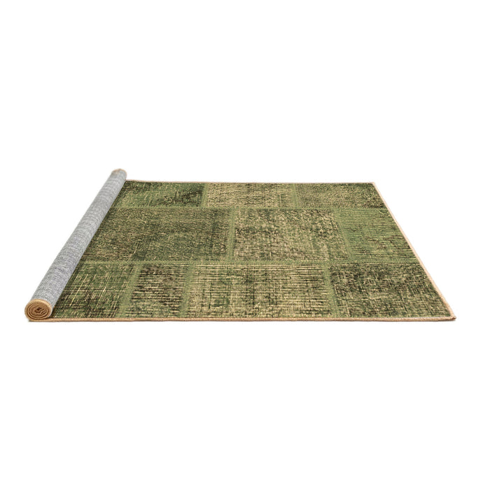 Sideview of Machine Washable Patchwork Brown Transitional Rug, wshcon940brn