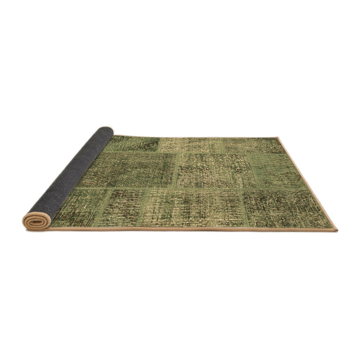 Sideview of Patchwork Brown Transitional Rug, con940brn