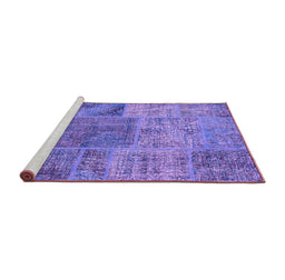 Sideview of Machine Washable Patchwork Purple Transitional Area Rugs, wshcon940pur