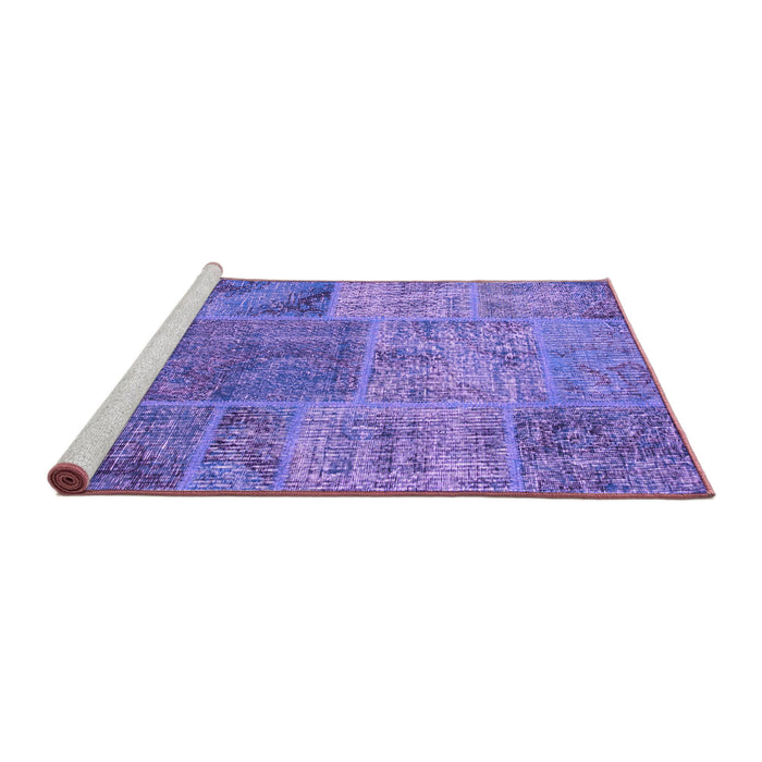 Sideview of Machine Washable Patchwork Purple Transitional Area Rugs, wshcon940pur