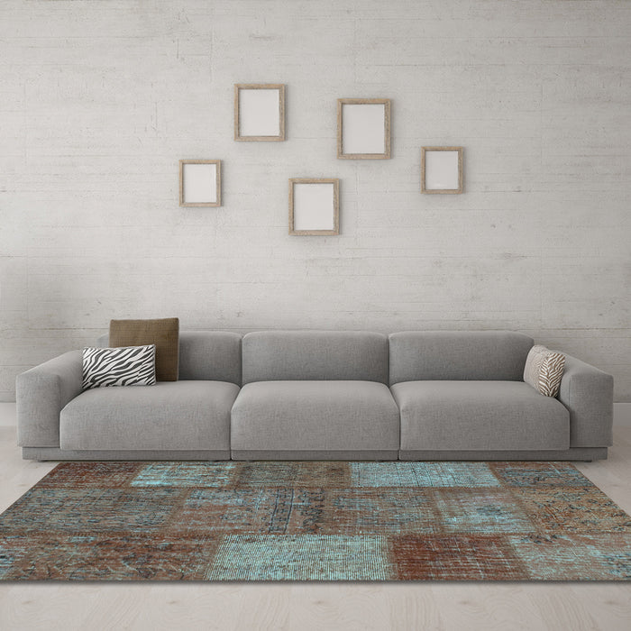 Machine Washable Patchwork Light Blue Transitional Rug in a Living Room, wshcon941lblu
