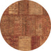 Round Patchwork Brown Transitional Rug, con941brn