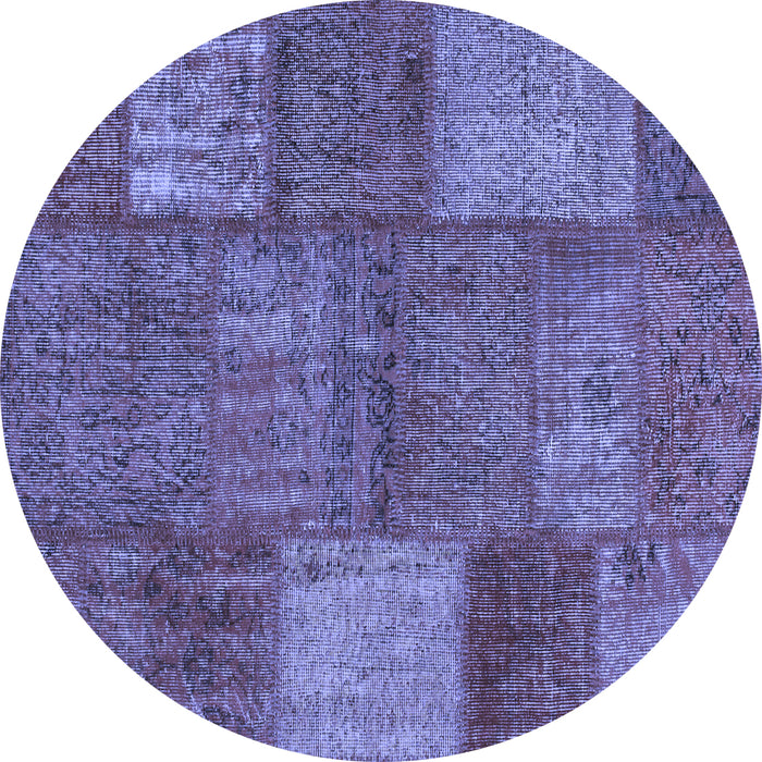 Round Patchwork Blue Transitional Rug, con941blu